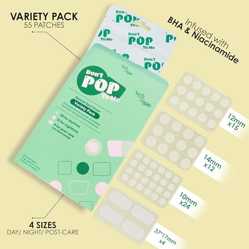 Solovegan 55Count Don T Pop To Me Blemish Patch Invisible Spot Cover Hydrocolloid Acne Patch Treatment For Breakouts Absorbs Zits And
