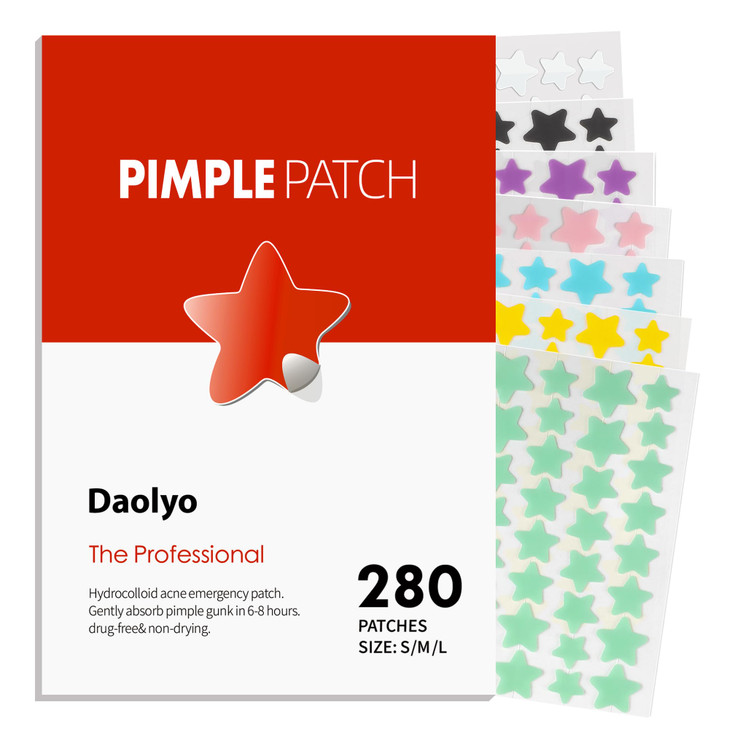 Daolyo Pimple Patches For Face 3 Size 280 Counts Hydrocolloid Acne Patches Cute Star Pimple Stickers With Salicylic Acid Tea Tree Oil And
