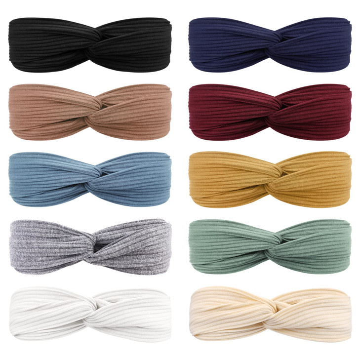 Dreshow 10 Pack Headbands For Women Criss Cross Vintage Head Wrap Boho Headband Twisted Elastic Hair Accessories