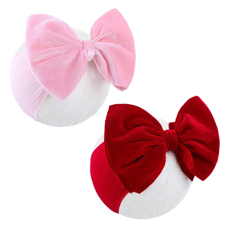 Yanjie Headbands 6 Red Pink Velvet Hairband Handmade Valentine S Day Baby Hair Accessories One Size 5 Count For Newborn Infant Toddlers Kid