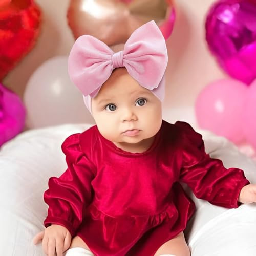 Yanjie Headbands 6 Red Pink Velvet Hairband Handmade Valentine S Day Baby Hair Accessories One Size 5 Count For Newborn Infant Toddlers Kid