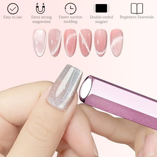 C12Rtive Cat Eye Nail Magnet Professional Double Ended Hexagon Strong Nail Magnet Stick For Cat Eye Gel Nail Polish Suitable For Personal
