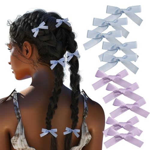 Drippygoods 24 Pcs Small Hair Ribbon Bow Clips For Women Girls Teens Toddlers Baby Spring Easter Pastel Pink Blue Purple Cream Coquette