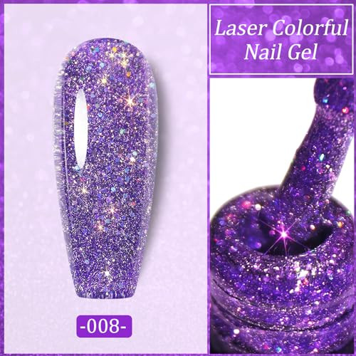 Imgdd Dark Purple Lavender Shimmer Holographic Glitter Gel Nail Polish Reflective Diamond Nail Polish Nail Art Diy Manicure Salon Diy Nail