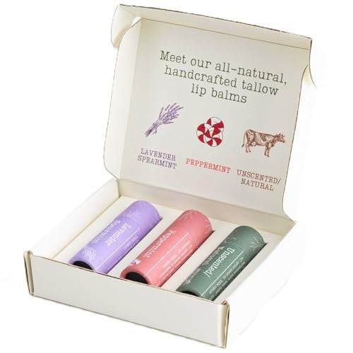 Hearth And Homestead Handmade Beef Tallow Lip Balm Collection Organic And Natural Lip Stick Moisturizer For Women And Men Ideal Gift