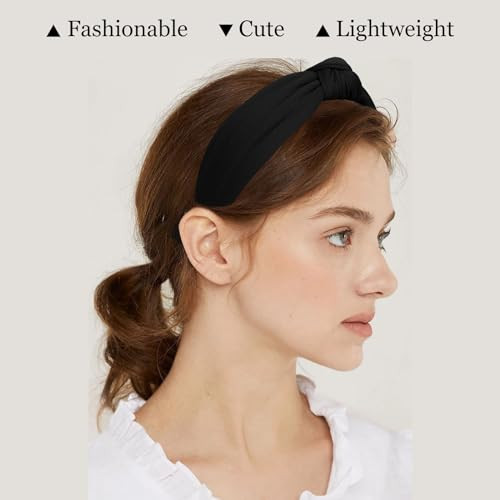 Curasa Headbands For Women Girls White Knotted Headband Top Knot Hairband
