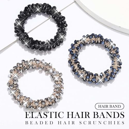 Fashey Rhinestone Hair Ties Silver Scrunchies Hair Accessories For Women