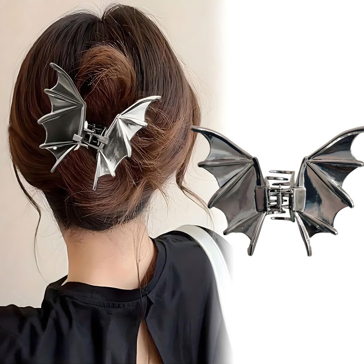 Gothic Bat Hair Claw Clips Metal Black Metal Punk Style For Christmas Halloween And Costume Parties 1Pcs Hair Clip For Thin Thick Hair Punk