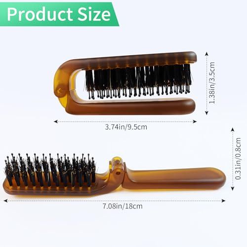 Travel Folding Hair Brush Portable Pocket Boar Bristle Brush