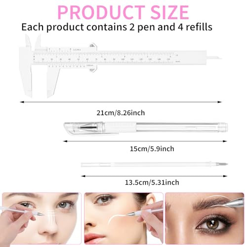 Eyebrow Microblading Marker Pen 2 Pcs Brow Mapping Pens With With 4 Replacement Refills And 1 Ruler Makeup Tattoo Skin Marker Pen Brow