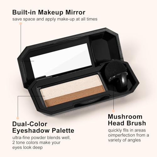 Boobeen 2 Color Eye Shadow Portable Dual Color Glitter Eyeshadow Palette Highly Pigmented Powder Eyeshadow Waterproof And Smooth Texture