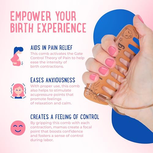 Mama Natural Strong Birth Comb Labor Comb With Wide Teeth 1 Piece Wood Comb For Pregnancy Contractions Birth Comb For Labor Pain And
