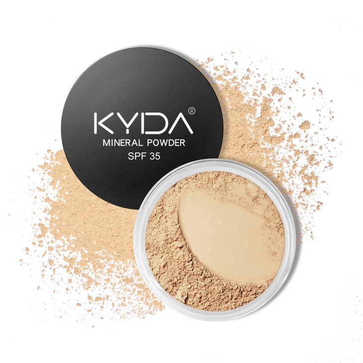 Kyda Mineral Powder Foundation Spf 35 Lightweight Loose Powder Foundation Skin Improving Mineral Foundation Buildable Coverage Natural Glow