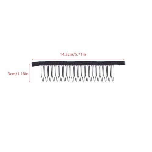 Arrerr 10 Pack Wig Comb Long 20 Teeth Clips Black Wire With Cloth Sewing Combs Wearing Holder For Wig Caps Making Finished Wigs Secure