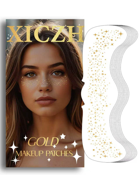 Xiczh Glitter Freckles Gold Temporary Face Tattoos Stickers Body Face Glitter For Women Girls Country Concerts Singer Festival Rave