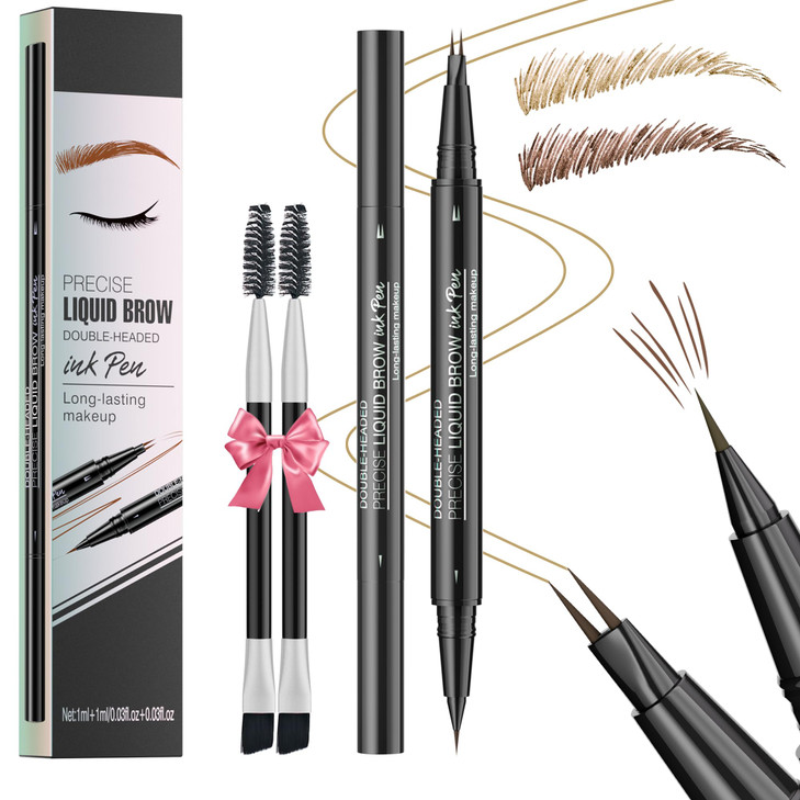 Ninjatiger Eyebrow Pencil Brow Pen 2 Pack 2 In 1 Dual Ended Eye Brow Pencils 2 Fork Tip Microblading Eyebrow Pen For Women Waterproof
