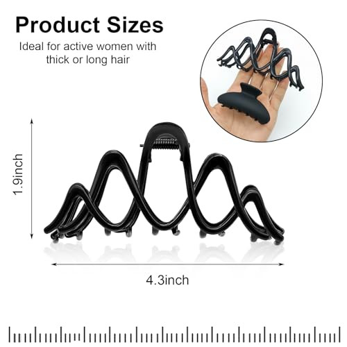 Metal Hair Clip For Thick Hair Black Claw Clip For Buns And Twists