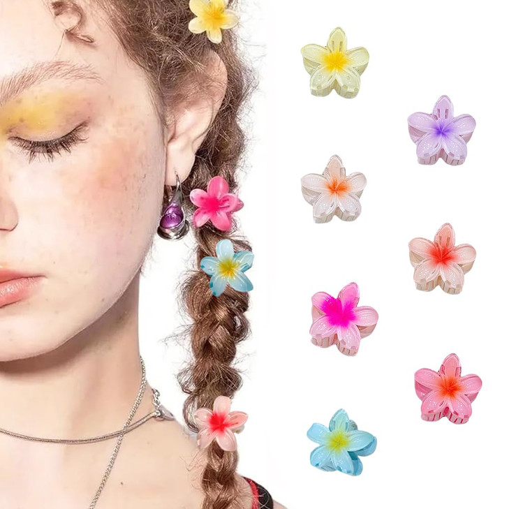 7Pcs Hawaiian Plumeria Flower Claw Clips 4Cm