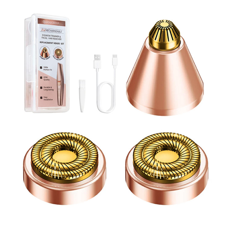Replacement Heads For Eyebrow Facial Trimmer Original Heads Replacement Set For 2 In1 Facial Eyebrow Trimmer Suitable For Model Vg 102 Vg