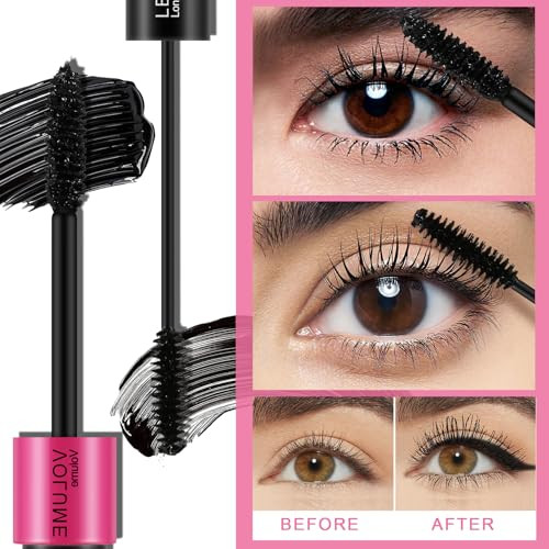 Geuufea Black Volume Mascara And Eyeliner Pen Kit Waterproof Smooth Eye Liner Gel Lash Mascara Primer Long Lasting Eye Liner Pencil Cosmetic