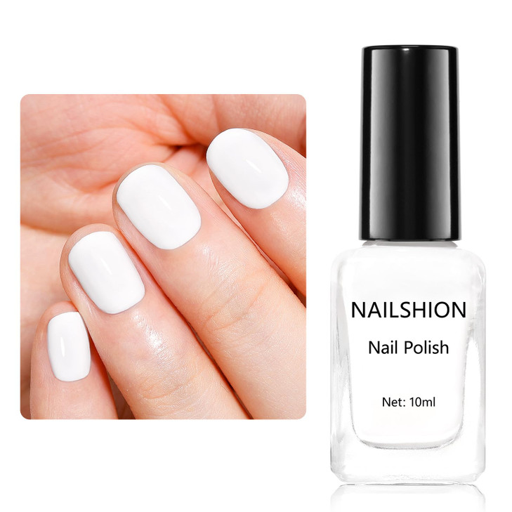 Nailshion White Nail Polish French Nail Art Quick Dry Regular Nail Polish