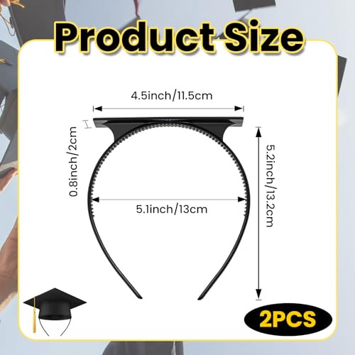 Somcthao 2 Pack Upgraded Graduation Cap Headband Secures Your Hair Style