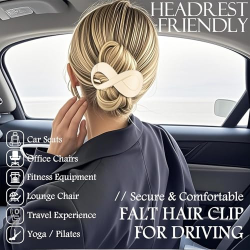 Oneasmot Matte Flat Hair Claws 2 Pack Headrest Friendly Slim Banana Clips For Driving Office Chairs And Fitness Windproof French Curved