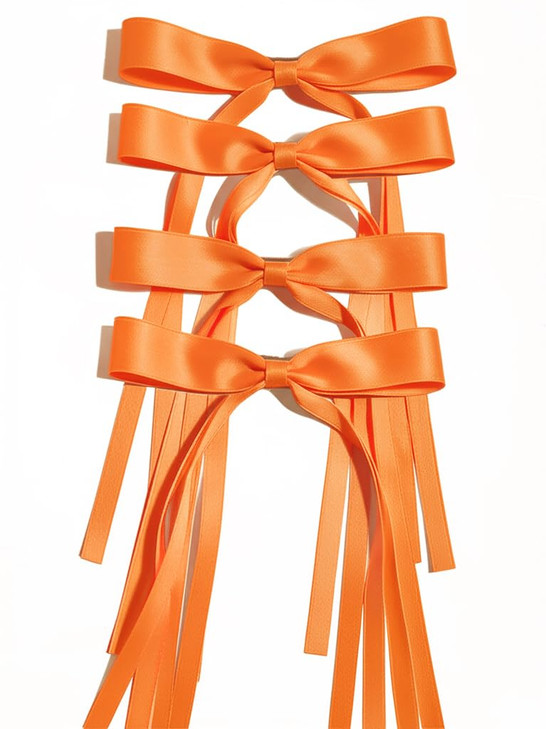 Ayesha Orange Hair Bow Clips Orange Ribbon Hair Accessories For Women Girl
