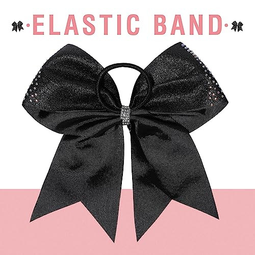 Deeka 1 Pcs 8 Large Glitter Cheer Bows With Iridescent Rhinestones Colorful Stiff Hair Elastic Band Ponytail Holder For Cheerleader Girls