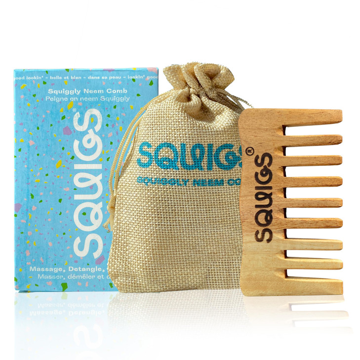 Squigs Beauty Neem Wooden Comb For Women And Men Handcrafted Pocket Sized Wide Tooth Comb For Hair Detangling Scalp Massage Oil Distribution