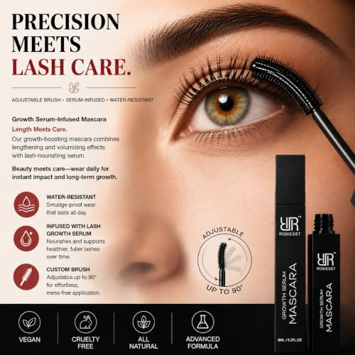 Rosiesst Growth Serum Mascara With Adjustable Precision Silicone Brush