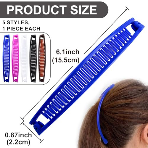 Winsyison 5Pcs Banana Hair Clips Large Hair Claws For Women 5 Colors