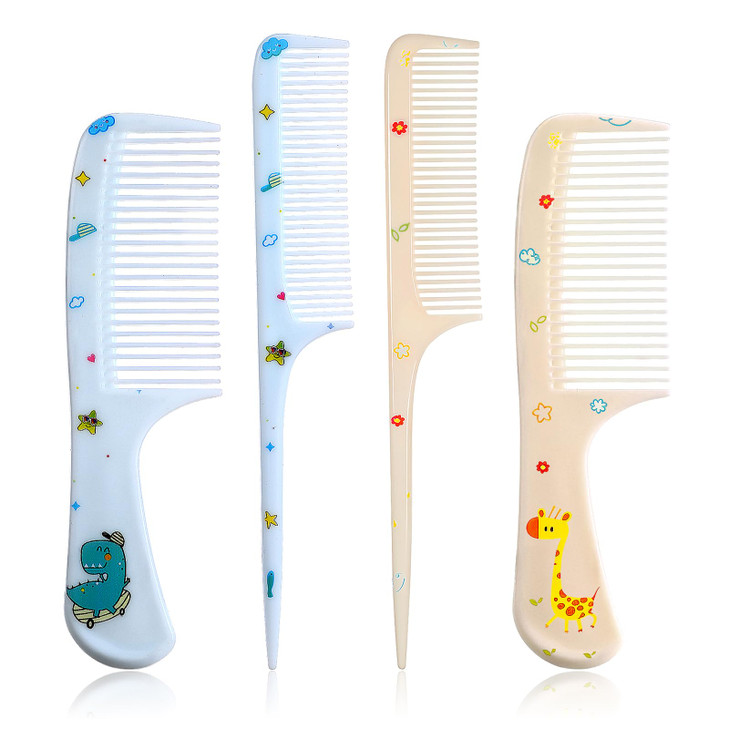 Cute Hair Comb Set 4 Pcs Toddler Hair Brush Plastic Fine Tooth Rat Tail Combs Detangling Comb For Women Girls All Hairs Types Long Short Wet