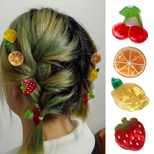 Cuizhiyu 8Pk Mini Fruit Hair Claw Clips For Girls Cute Cherry Hair Clips