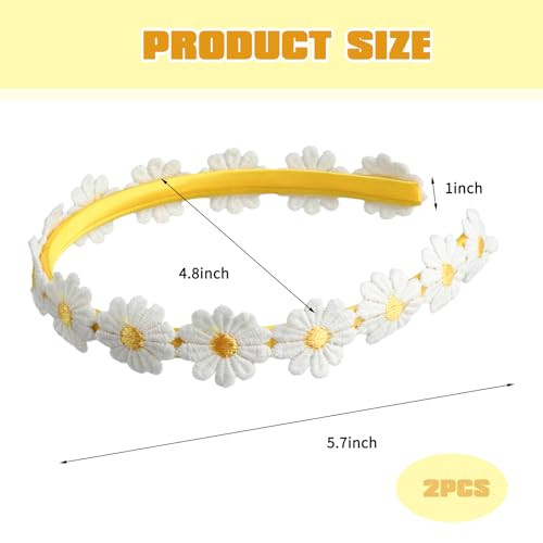 2 Pcs Yellow Daisy Hair Accessories Daisy Headband Cute Daisy Design Widely Used In Birthday Parties Family Gatherings Dances Cosplay