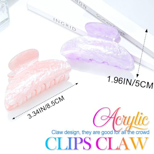 Cakure Acrylic Hair Clips Pink Cute Claw Clips Medium Claw Hair Clip Hair Accessories For Women Pack Of 2 D Light Pink And Purple