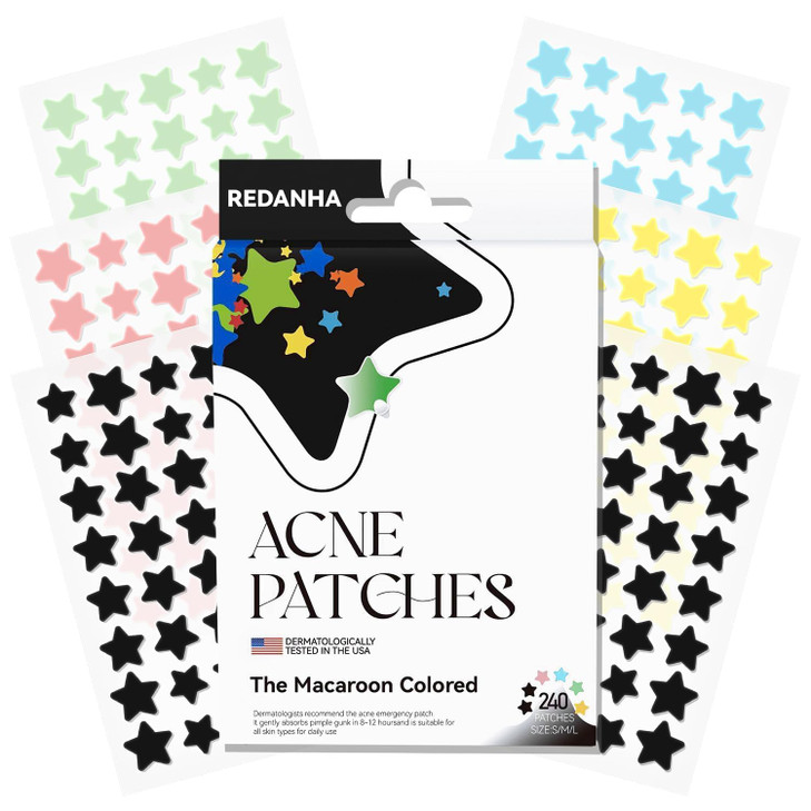 Redanha 240 Count Star Pimple Patches For Face Hydrocolloid Acne Pimple Patch With Tea Tree Oil For Party Gift Covering Zits Blemishes