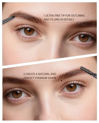 Sumeitang Dark Brown Eye Brow Pencils For Women 6Pcs Waterproof Eyebrow Pencil 1.5Mm Micro Fine Tip And Spiral Brush With Brow Razors