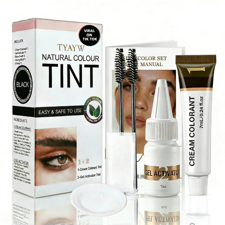 Black Lash And Brow Color Kit Professional Natural Eyelash And Eyebrow Coloring Kit With Gentle Formula For Sensitive Skin Fuller Brows