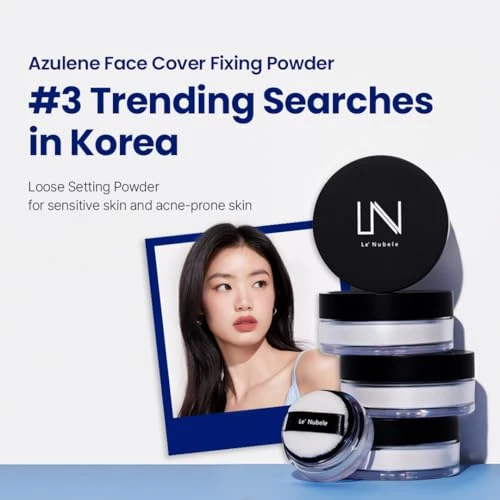 Le Nubele Azulene Face Cover Fixing Powder Mini Size For Oily Sensitive Skin Azulene Plus Talc Free Blurring Setting Powder Translucent Face