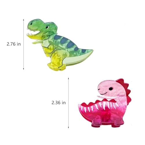 Kgcgjvb 2Pcs Dinosaur Hair Clips For Women Girls Funny Animal Claw Clip Funky Accessories Acrylic Acetate Novelty Hair Clip Cute Bows Style