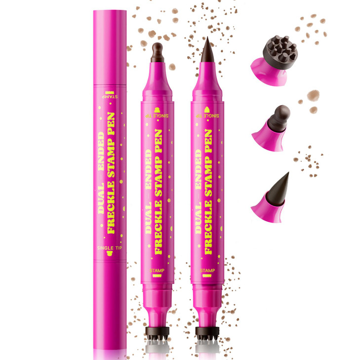 Hosaily 2Pcs Freckle Pen And Freckle Stamp 2 In 1 Faux Freckle Stamp Waterproof Long Lasting Natural Lifelike Fake Face Freckles Stain Soft
