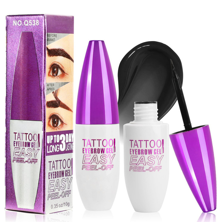2Pcs Tattoo Eyebrow Gel Easy Peel Off Smudge Proof Long Lasting Waterproof Black