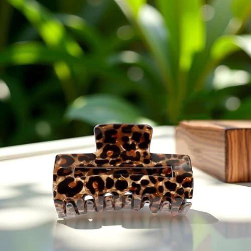 Leopard Print Hair Claws For Women Non Slip Acrylic Claw Clips French Banana Clip Barrettes For Thick And Thin Hair Strong Hold Hair