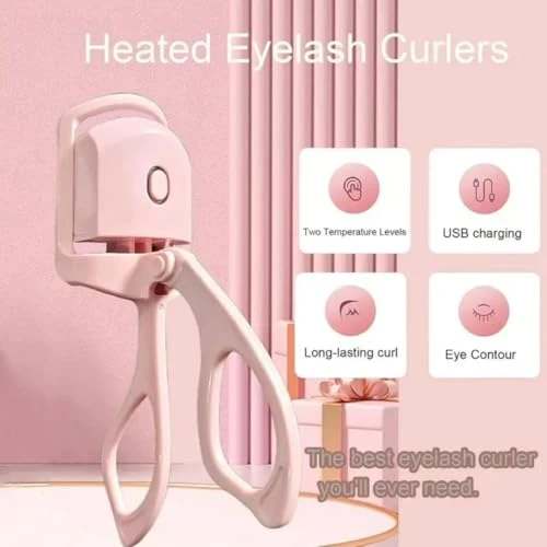 Heated Eyelash Curler Eyelash Curlers With Quick Heat Up Multi Temp Settings Usb Rechargeable 24H Natural Curl Anti Scald Silicone Portable