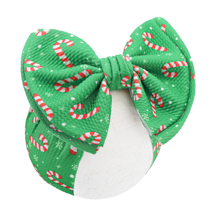 Yanjie 7 Baby Girl Christmas Headband Candy Cane Infant Hair Bows Layered Baby Bow Headbands Green Headband For Christmas Toddler Outfits