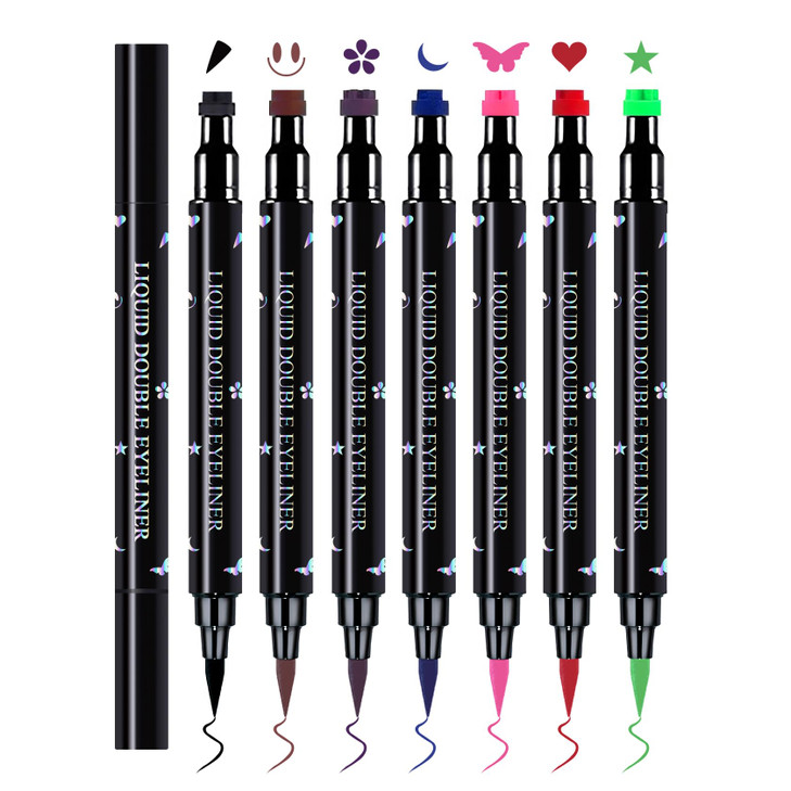 Cahiuyoa 7Pcs Colorful Eyeliner Stamp Set Eye Liner Liquid Liner Pencils