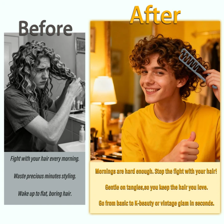 Texture Comb For Volumizing And Styling Wide Tooth Comb For Curly Hair Men And Women Anti Frizz Root Lifting Styling Tool Deep Gray