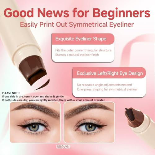 2Pcs Gel Eyeliner Pencil Set Foldable Eyeliner Stamp For Perfect Wings Double Ended Waterproof Eyeliners Tool Smudge Proof Eyeliners Pen For