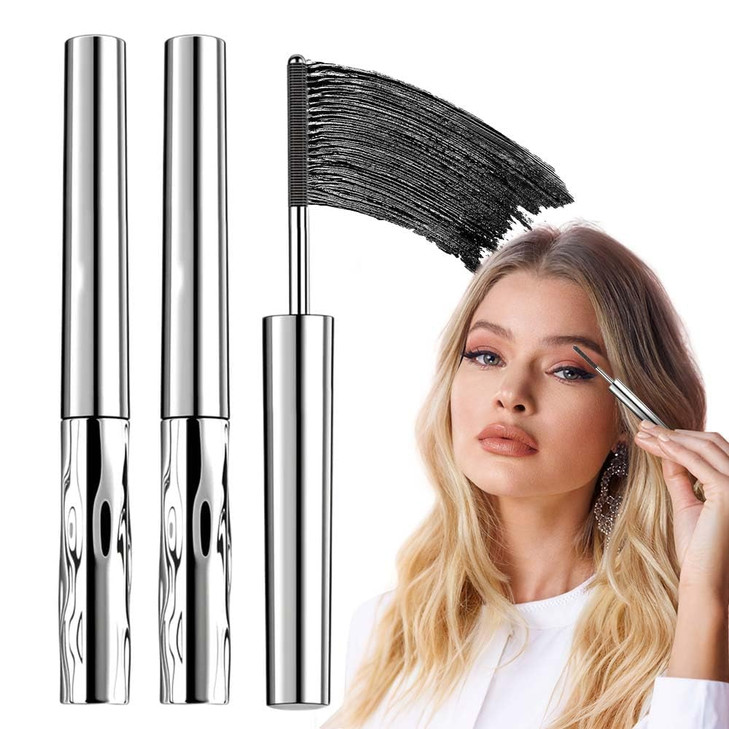 2Pcs Iron Wand Mascara Waterproof Metal Wand Mascara Volume And Length Brushless Mascaras For Long Lasting No Clumping 3D Curling Eyelash